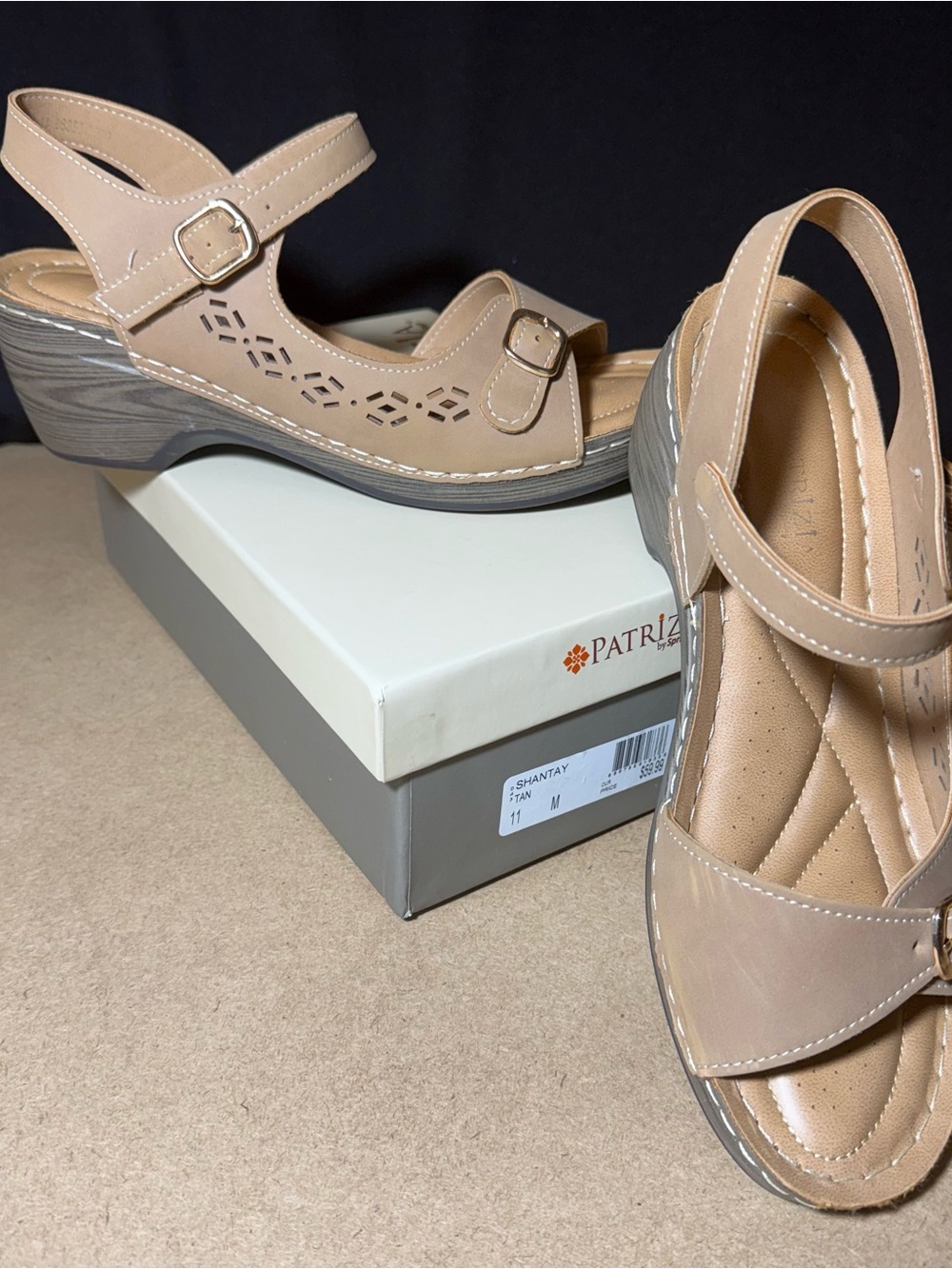 Patricia by Spring Step Tan Women's Comfort Wedge Sandals